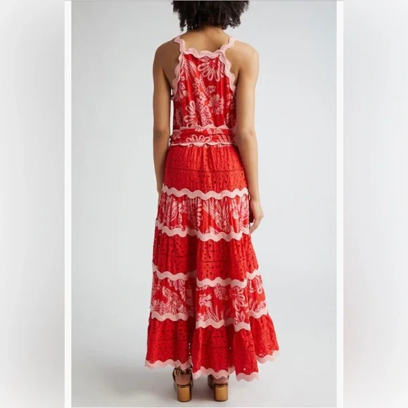 NWT $345 FARM Rio Flowerful Birds Floral Maxi Sundress FLOWERFUL BIRDS RED, S - Picture 2 of 6
